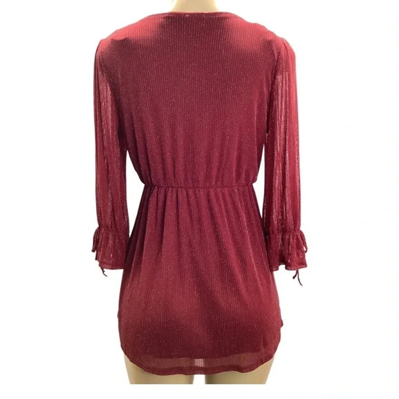 Siren Lily Maternity Shimmery Top with elastic and ties on sleeves New - Picture 3 of 9